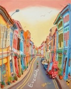 "Singapore Everton Road Shophouse Oil Painting"