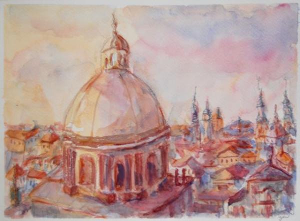 Prague - 9x12in - watercolor '17 - czech - SOLD