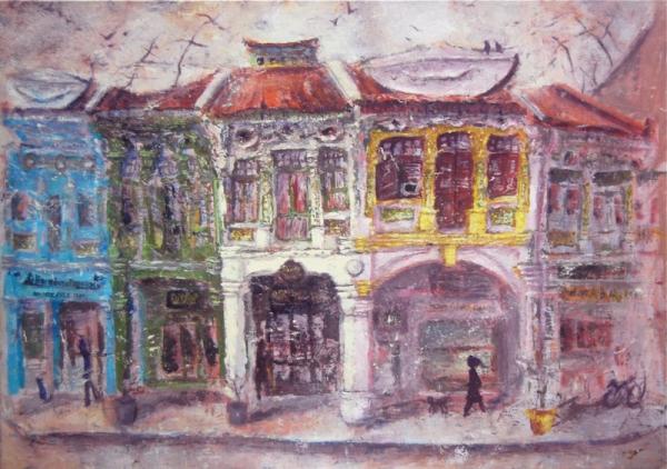 A Stroll At Joo Chiat (318-310) - 24x33 in - oil canvas '21 - singapore - SOLD