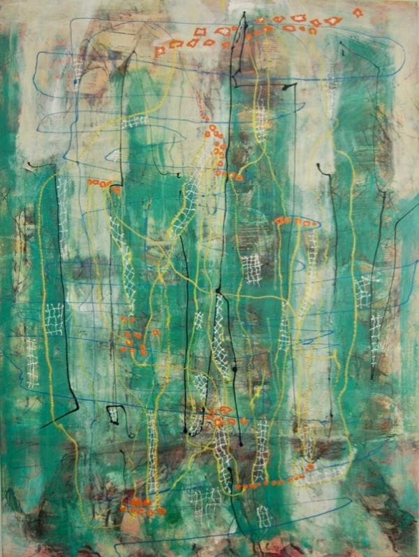 Cs n ladders - 40x30 in - mixed media canvas '19 - SOLD