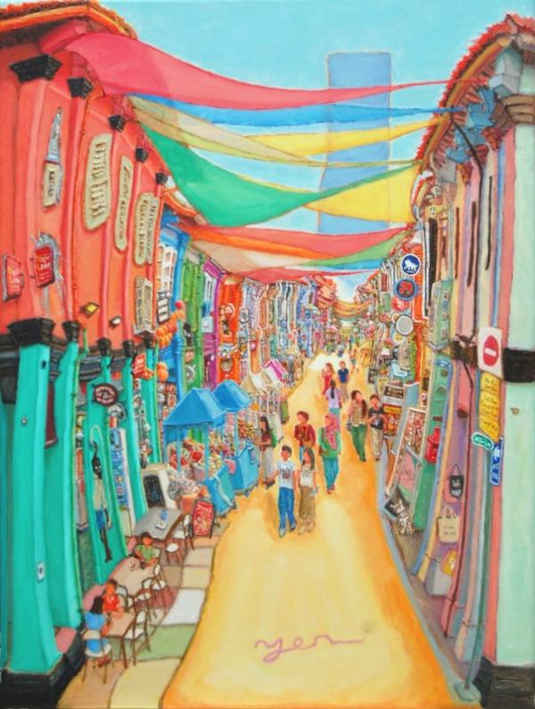 Haji Lane Shophouses - 24x18 in - oil canvas '26 - singapore - SOLD