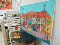 Singapore Katong Peranakan Shophouses Landscape Oil Painting - City Street Heritage Artwork - Vibrant Cityscape - Original Home Art Decor