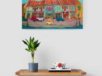 Singapore Katong Peranakan Shophouses Landscape Oil Painting - City Street Heritage Artwork - Vibrant Cityscape - Original Home Art Decor