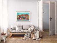 Singapore Katong Peranakan Shophouses Landscape Oil Painting - City Street Heritage Artwork - Vibrant Cityscape - Original Home Art Decor