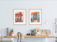 Singapore Art Print of NUS Blue Baba House Painting, Peranakan Gift, Asia Travel Poster Souvenir
