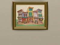 Singapore Traditional Chinese Shophouses Landscape Oil Painting - Vibrant City Heritage Architecture - Original Artwork for Unique Home Decor