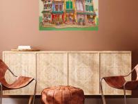 Singapore Traditional Chinese Shophouses Landscape Oil Painting - Vibrant City Heritage Architecture - Original Artwork for Unique Home Decor
