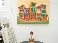 Singapore Traditional Chinese Shophouses Landscape Oil Painting - Vibrant City Heritage Architecture - Original Artwork for Unique Home Decor