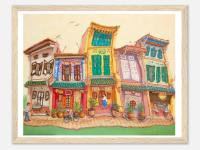 Singapore Art Print of Spottiswoode Park Shophouses Vibrant Artwork, Asia Travel Poster Souvenir