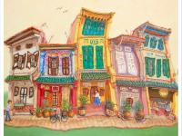 Singapore Art Print of Spottiswoode Park Shophouses Vibrant Artwork, Asia Travel Poster Souvenir