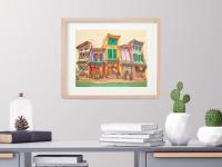 Singapore Art Print of Spottiswoode Park Shophouses Vibrant Artwork, Asia Travel Poster Souvenir