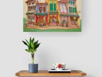 Singapore Traditional Chinese Shophouses Landscape Oil Painting - Vibrant City Heritage Architecture - Original Artwork for Unique Home Decor
