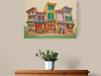 Singapore Traditional Chinese Shophouses Landscape Oil Painting - Vibrant City Heritage Architecture - Original Artwork for Unique Home Decor