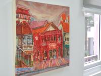 Katong Red House Bakery Vibrant Original Oil Painting by Singapore Artist: an Iconic Conservation Shophouse at Nostalgic Heritage Street