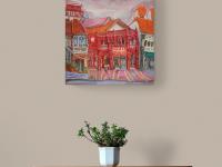 Katong Red House Bakery Vibrant Original Oil Painting by Singapore Artist: an Iconic Conservation Shophouse at Nostalgic Heritage Street