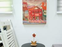 Katong Red House Bakery Vibrant Original Oil Painting by Singapore Artist: an Iconic Conservation Shophouse at Nostalgic Heritage Street