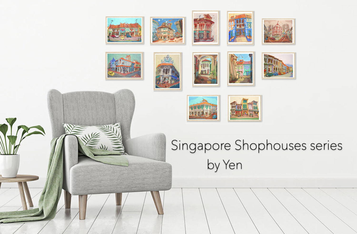 Singapore Art Print of NUS Blue Baba House Painting, Peranakan Gift, Asia Travel Poster Souvenir