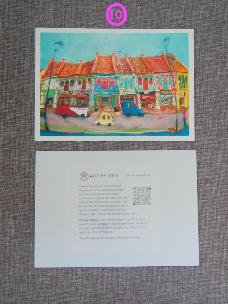 Singapore Souvenir 5x7 Signed Art Prints of Emerald Hill, Joo Chiat, Tanjong Pagar Shophouse Paintings | Vibrant Asia Travel $20 Gift of Peranakan Heritage