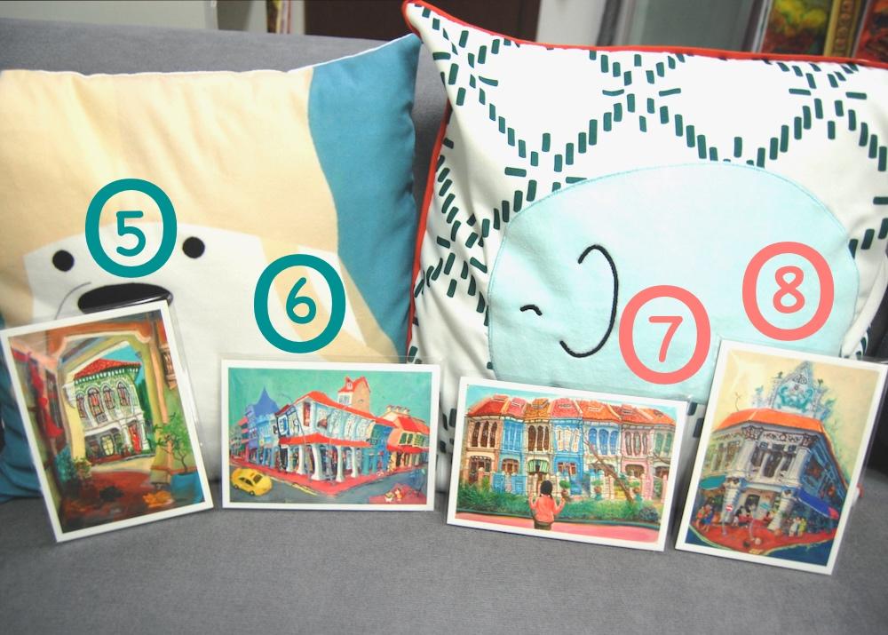 Singapore Souvenir 5x7 Signed Art Prints of Emerald Hill, Joo Chiat, Tanjong Pagar Shophouse Paintings | Vibrant Asia Travel $20 Gift of Peranakan Heritage