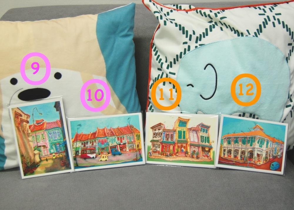 Singapore Souvenir 5x7 Signed Art Prints of Emerald Hill, Joo Chiat, Tanjong Pagar Shophouse Paintings | Vibrant Asia Travel $20 Gift of Peranakan Heritage