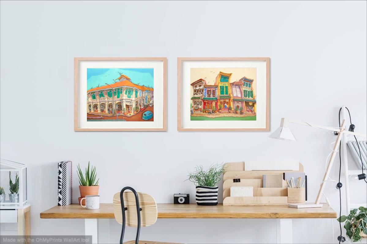 Singapore Art Print of Spottiswoode Park Shophouses Vibrant Artwork, Asia Travel Poster Souvenir