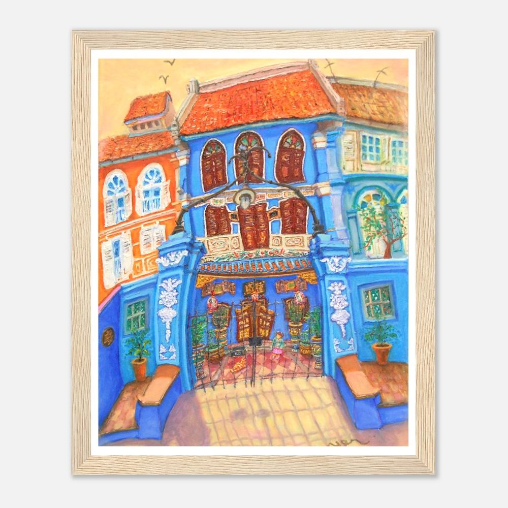Singapore Art Print of NUS Blue Baba House Painting, Peranakan Gift, Asia Travel Poster Souvenir