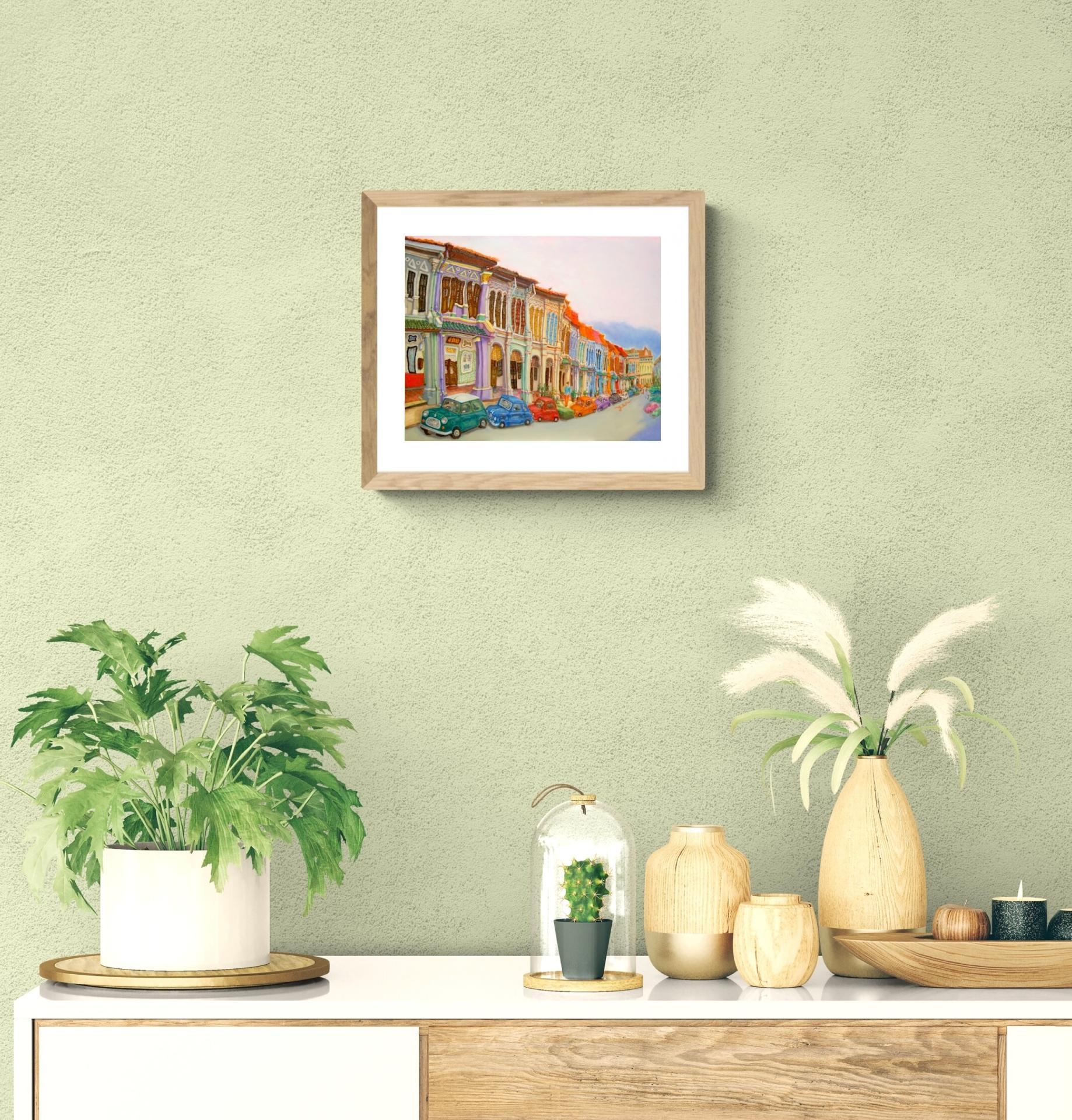 Singapore Signed Art Print of Emerald Hill Painting Peranakan Shophouse Decor by Local Artist, Vibrant Heritage Asia Art Poster