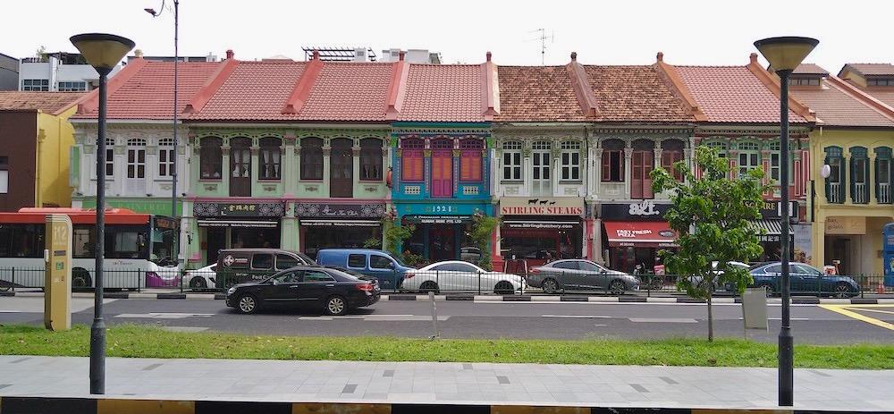 Singapore Katong Peranakan Shophouses Landscape Oil Painting - City Street Heritage Artwork - Vibrant Cityscape - Original Home Art Decor