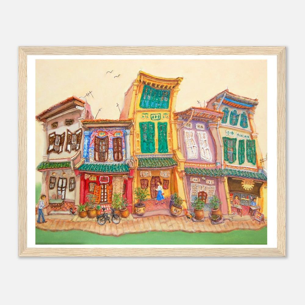 Singapore Art Print of Spottiswoode Park Shophouses Vibrant Artwork, Asia Travel Poster Souvenir