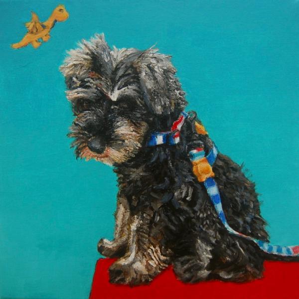 Schnauzer Puppy - 12x12 in - acrylic canvas '23 - NFS