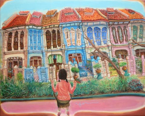 Emerald Hill Dream - 24x30 in - oil canvas '26 - singapore - SOLD