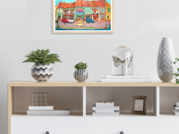 Singapore Signed Art Poster of Katong Shophouses Street Painting with Traditional Peranakan Rumah Bebe Shop, a Vibrant Asia Travel Souvenir Print