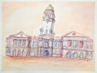 Singapore Watercolor Painting: Victoria Theatre & Concert Hall Impressionism Art