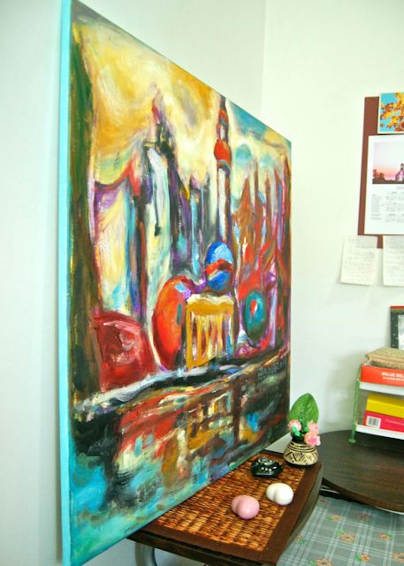 Shanghai Pudong - Art Painting, Abstract Impressionist, China City, Colorful Painting, Surreal Landscape, Iconic Buildings, Architectural Art
