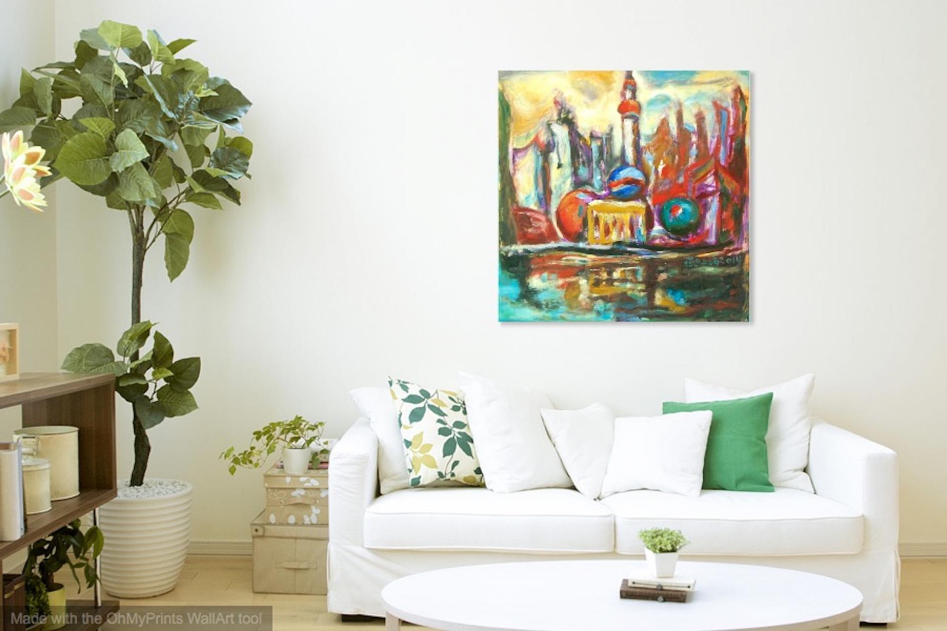 Shanghai Pudong - Art Painting, Abstract Impressionist, China City, Colorful Painting, Surreal Landscape, Iconic Buildings, Architectural Art