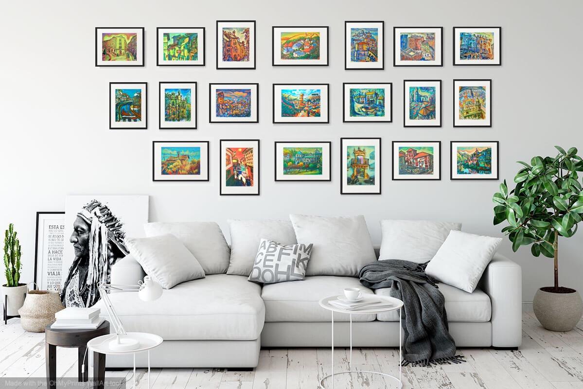 Spanish Art Prints 8x10" - Camino de Santiago Compostela Cathedral - Impressionist Travel Landscape Paintings - Spain Souvenir
